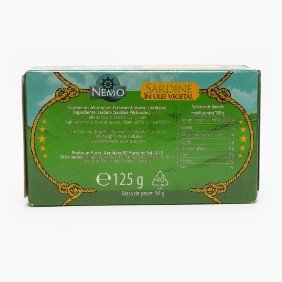 Sardine în ulei vegetal 125g