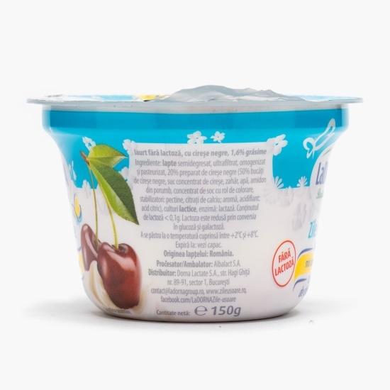 Iaurt cu cireșe negre, fără lactoză, 1.6% grăsime, 150g