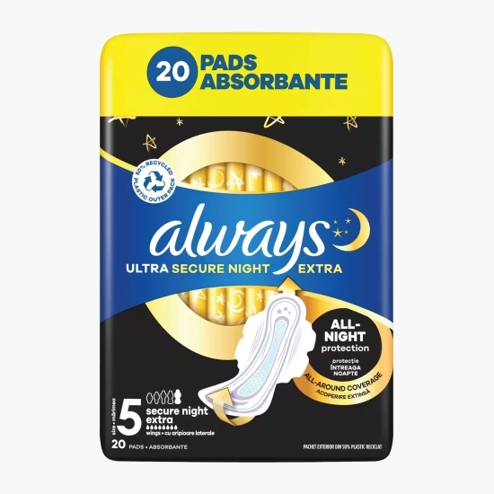 Absorbante Secure Night Extra 4 Pack, 20 buc