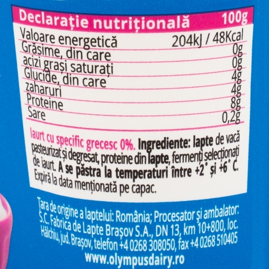 Iaurt natur cu specific grecesc 0% grăsime 150g