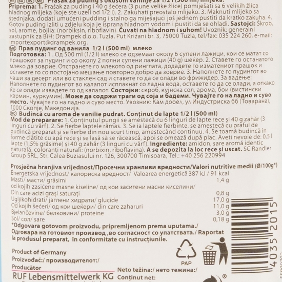 Budincă de vanilie 37g