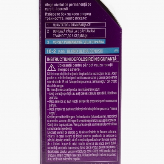 Vopsea de păr permanentă Intensive Color Creme, A10 (10-2) blond ultra cenușiu, 110ml