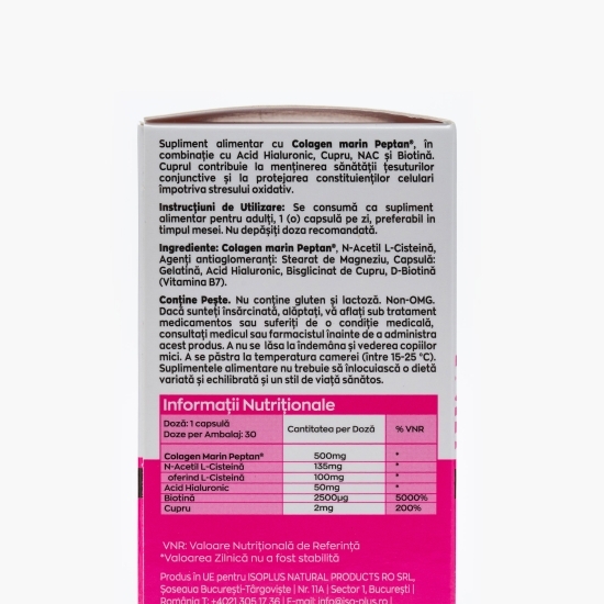 Complex colagen și acid hialuronic cu biotină 30 capsule