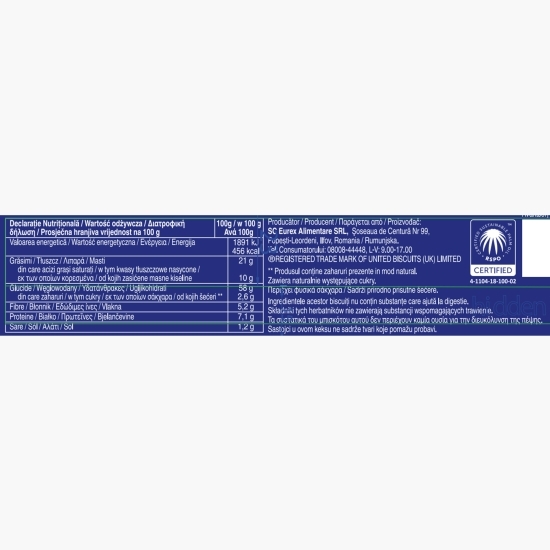 Biscuiți digestivi Original, fără zahăr, 133g
