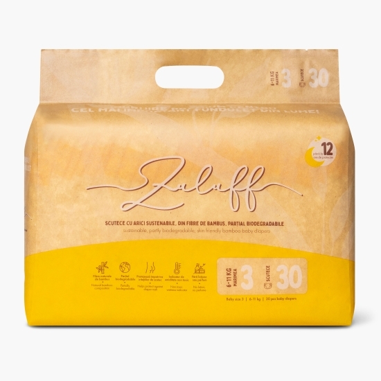 Scutece cu arici din bambus mărimea 3, 6-11kg, 30 buc