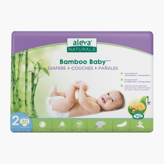 Scutece din fibre de bambus mărimea 2, 3-8kg, 30 buc 