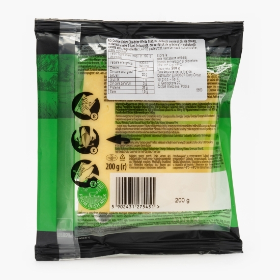 Brânză Irish Cheddar White (alb) maturată minim 9 luni, 200g