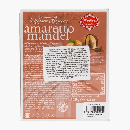 Praline Constanze cu amaretto și migdale 120g