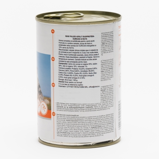 Hrană umedă pentru câini adulți, 400g, cu rață și curcan 