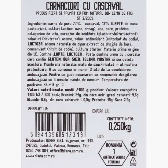 Cârnăciori cu cașcaval 250g