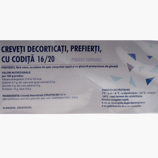 Creveți prefierți, decorticați, cu codiță, 1kg