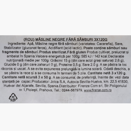 Măsline negre fără sâmburi 3x120g