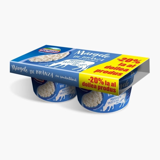 Mărgele de brânză cu smântână, 4.4% grăsime, 2x180g (1+1-20%)