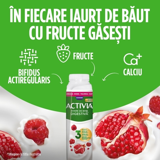 Iaurt de băut cu zmeură și rodie 320g