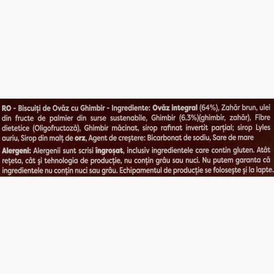 Biscuiți din ovăz integral cu ghimbir 200g