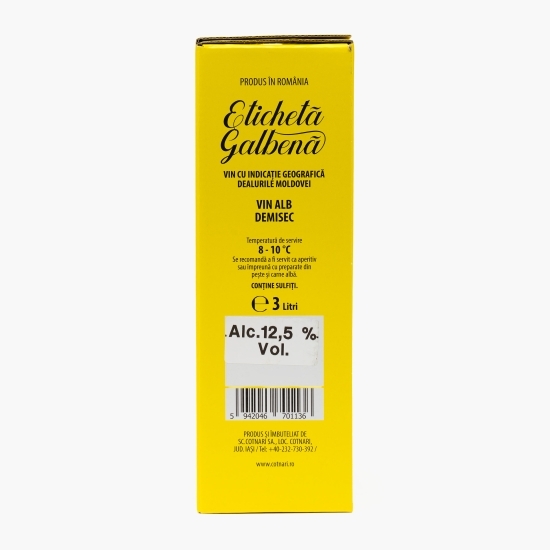 Vin alb demisec Eticheta Galbenă, 12.5%, bag in box 3l
