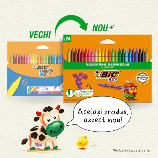 Creioane cerate plastifiate Kids Plastidecor 12 buc