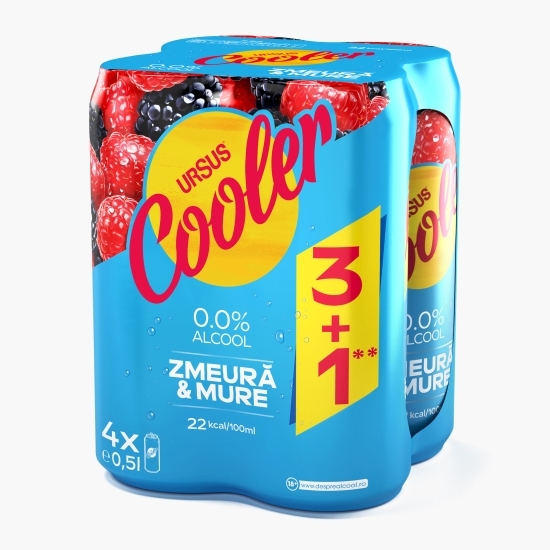 Bere fără alcool, zmeură și mure 4x0.5
