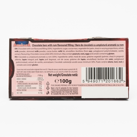Bare de ciocolată cu umputură aromată de rom 100g
