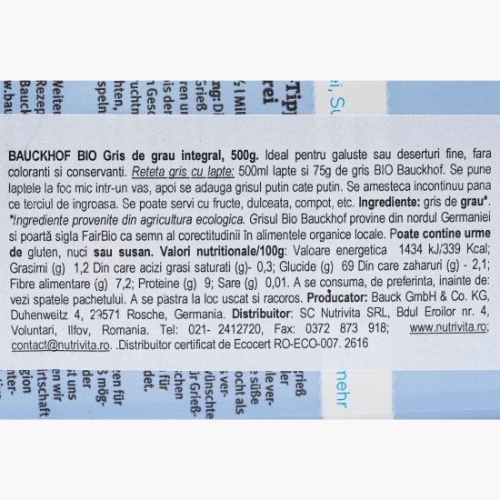 Griș eco din grâu integral 500g