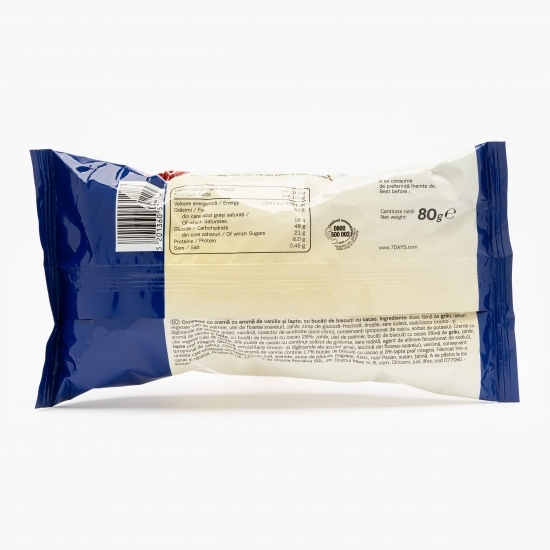 Croissant cu cremă cu aromă de vanilie și lapte, cu bucăți de biscuiți cu cacao 80g