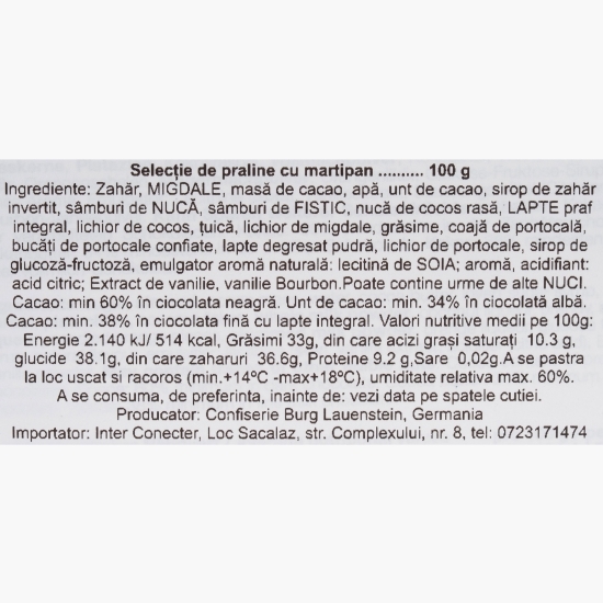 Selecție praline cu marțipan 100g
