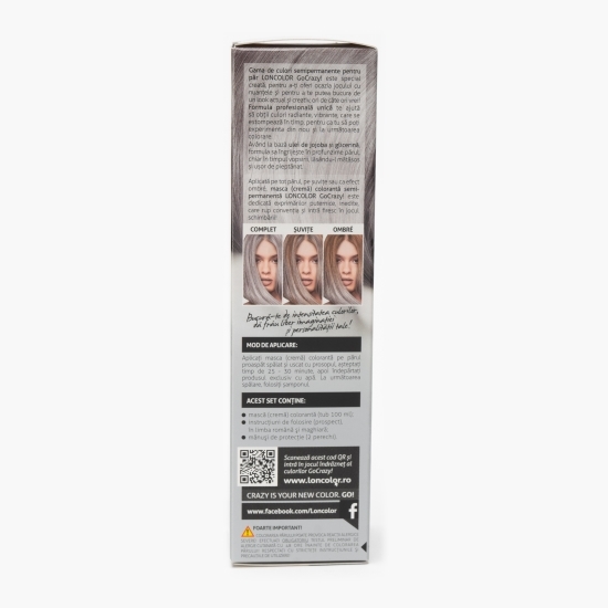 Mască (cremă) colorantă semipermanentă pentru păr S12 argintiu GoCrazy 100ml