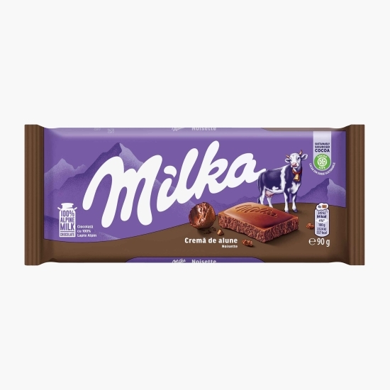 Ciocolată cu lapte alpin și cremă de alune, 90g