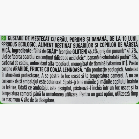 Gustare de mestecat cu grâu, porumb și banană, +10 luni, 28g