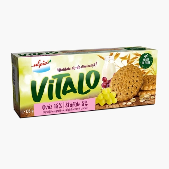 Biscuiți integrali cu fulgi de ovăz și stafide 126g