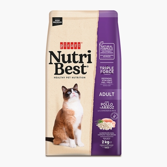 Hrană completă cu pui și orez pentru pisicile adulte 2kg