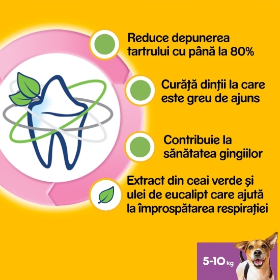 Batoane dentare pentru câini de talie mică, 7 buc, 110g, DentaStix Daily Fresh