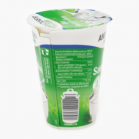 Smântână eco din lapte de vacă pasteurizat 10% grăsime 200g