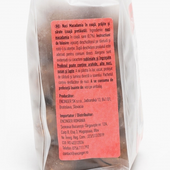 Nuci Macadamia în coajă, prăjite și sărate 200g