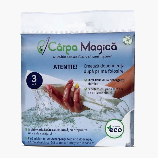 Set 3 lavete microfibră, eco, Cârpă Magică 40 x 40cm