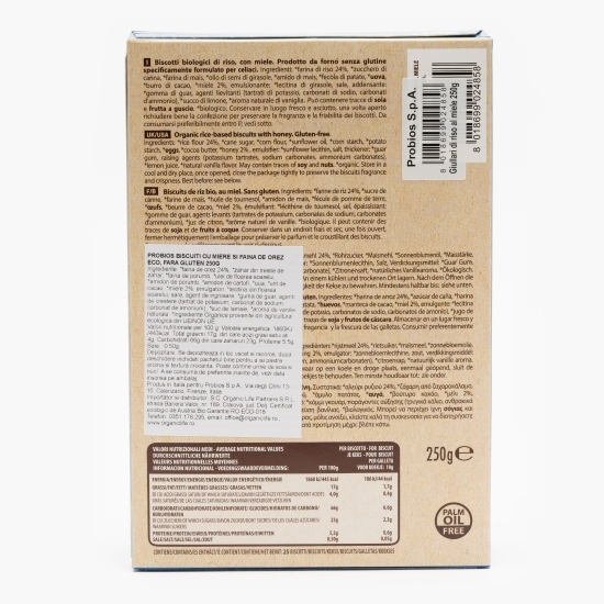 Biscuiți cu miere și făină de orez eco, fără gluten 250g