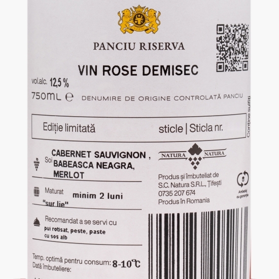 Vin rose demisec, 12.5%, 0.75l