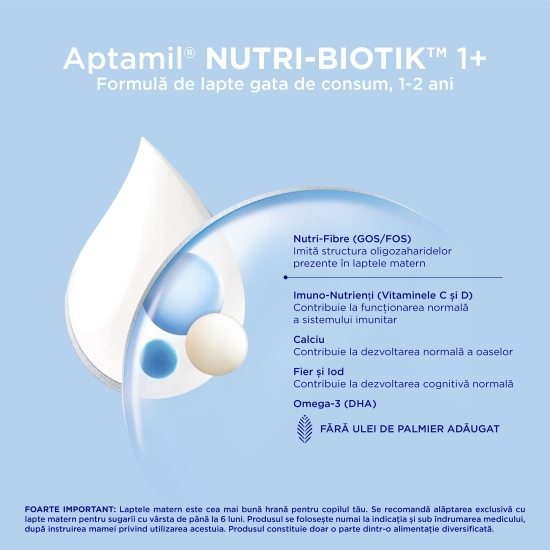 Lapte premium NUTRI-BIOTIK gata de consum, 1+ ani, 1l