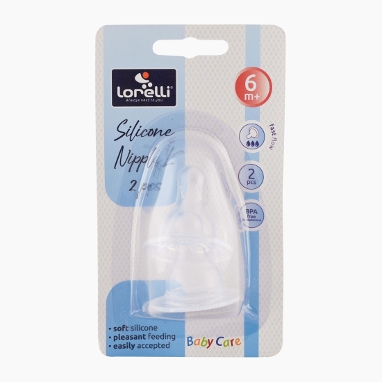 Set 2 tetine silicon L, debit rapid, 6 luni+