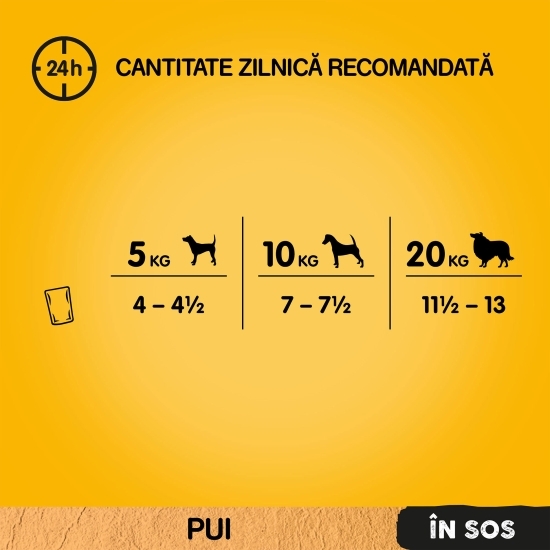 Hrană umedă pentru câini adulți, 100g, cu pui și legume în sos