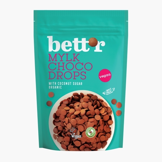 Picături eco de ciocolată cu lapte Choco drops, vegan 200g