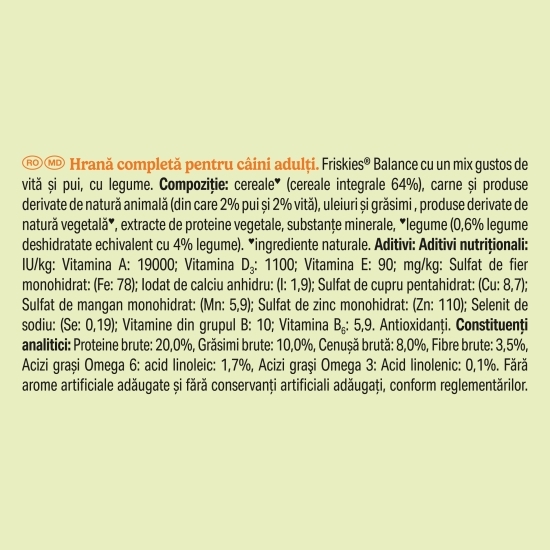 Hrană uscată pentru câini adulți, 2.4kg, Balance cu vită, pui și legume