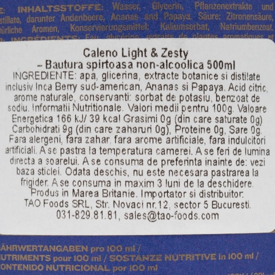 Gin fără alcool Light&Zesty 0.5l