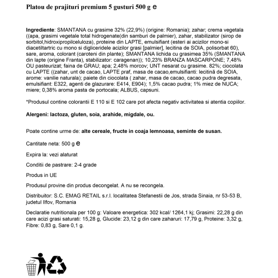 Platou Prăjituri premium cu 5 gusturi 500g