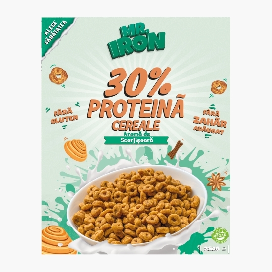 Cereale vegane cu scorțișoară, cu 30% proteină, fără zahăr, low carb, fără gluten 250g