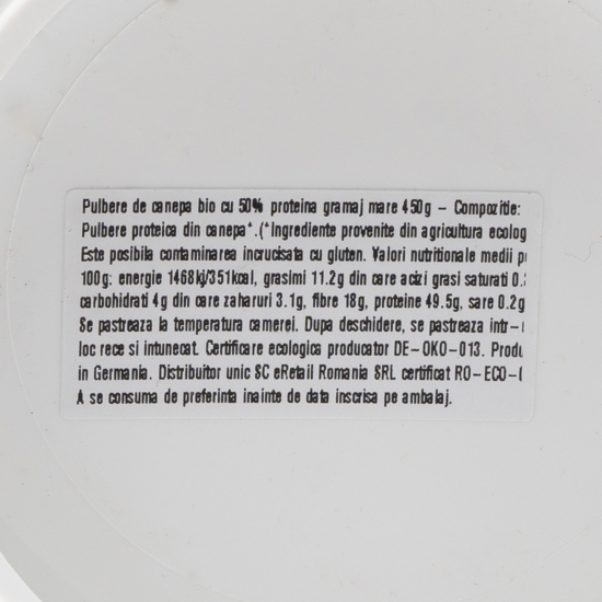 Pulbere de cânepă eco cu 50% proteină 450g