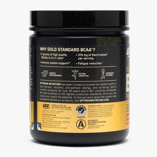 BCAA Aminoacizi Gold Standard Train Sustain, aromă de căpșuni și kiwi, 266g