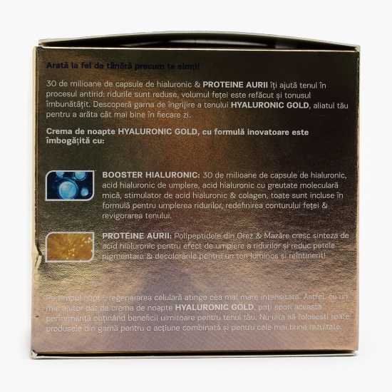 Cremă de noapte antirid cu efect de umplure, Hyaluronic Gold, 50ml
