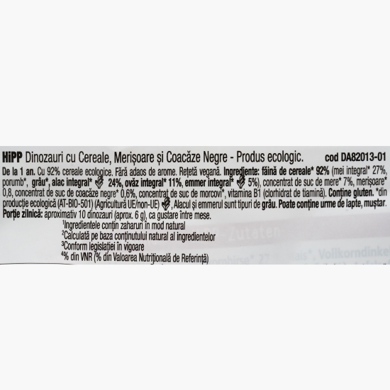 Cereale cu merișoare și coacăze negre Dinos, +12 luni, 30g