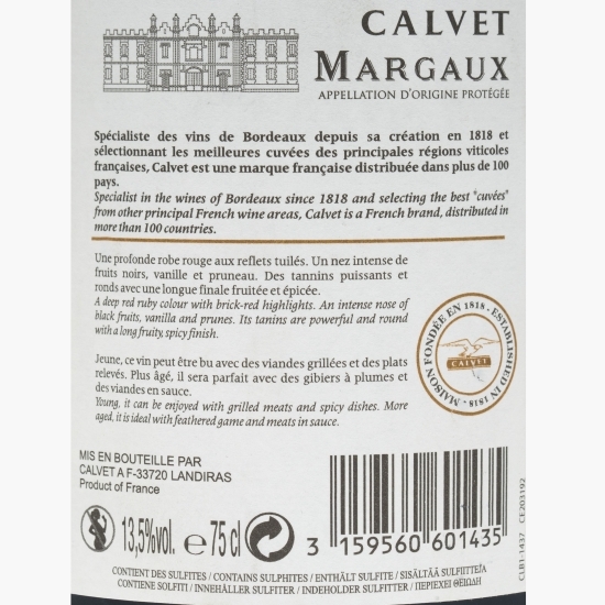 Vin roșu sec Margaux, 13.5%, 0.75l